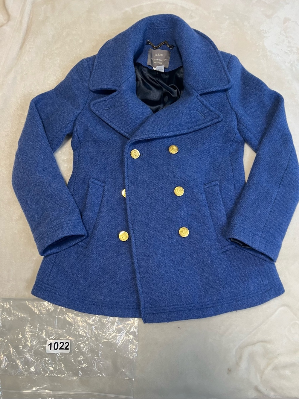 J.Crew Womens Double Breasted Stadium Cloth Majesty Peacot Wool Nylon Blue Sz 4